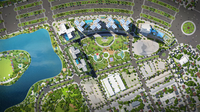Mặt bằng tổng quan dự án Eco Green Sài Gòn với 4 tòa